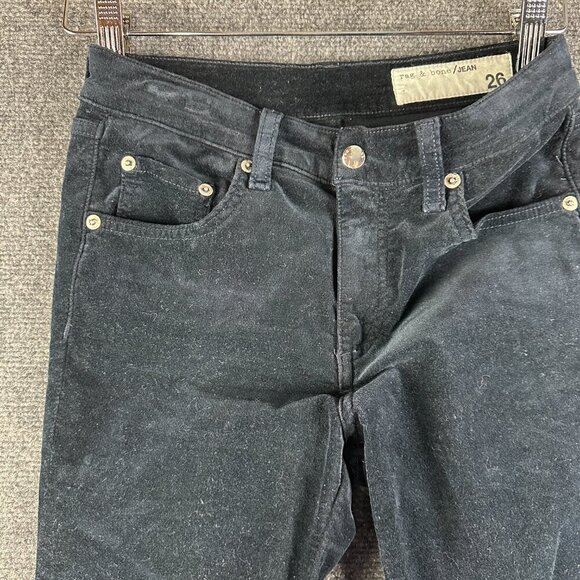 Rag & Bone Jean Womens 26 Navy Velvet Skinny 5 Pocket Style Zip Ankle Stretch - Picture 5 of 9